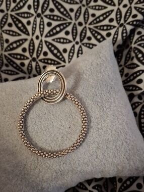 Single LAGOS Silver-Tone Beaded Hoop Earrings